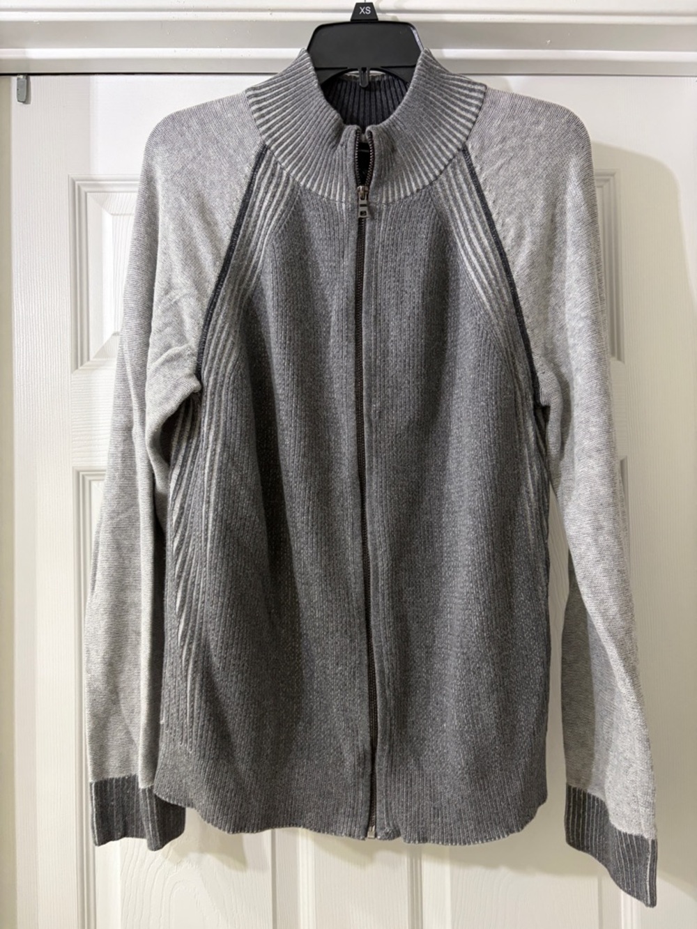 INC International Concepts Men’s Zip Up Ribbed Gray Sweater Jacket